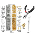 Jewelry Findings Kit 930pcs with Jump Rings Clasps Hooks Pliers Tweezers