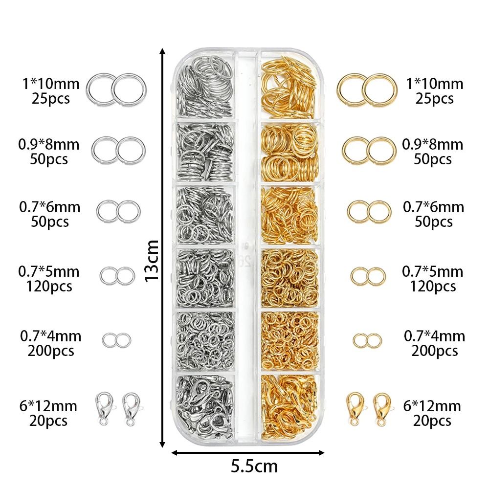 Jewelry Findings Kit 930pcs with Jump Rings Clasps Hooks Pliers Tweezers