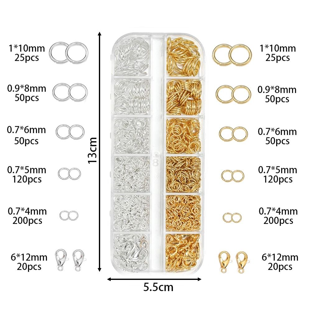 Jewelry Findings Kit 930pcs with Jump Rings Clasps Hooks Pliers Tweezers