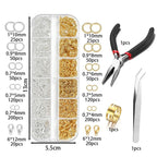 Jewelry Findings Kit 930pcs with Jump Rings Clasps Hooks Pliers Tweezers