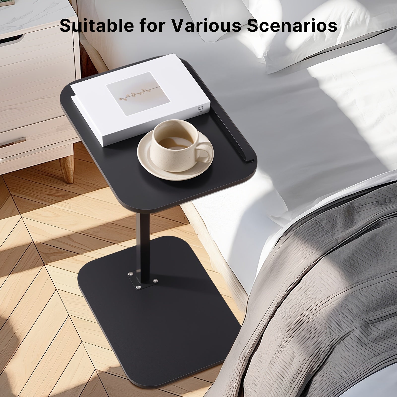 Adjustable Height Modern Laptop Table, 360° Rotating C-Shaped Side Table, Perfect for Sofa