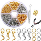 Jewelry Making Kit with Lobster Clasps Jump Rings End Crimps and Beads Box for DIY Bracelets and Necklaces