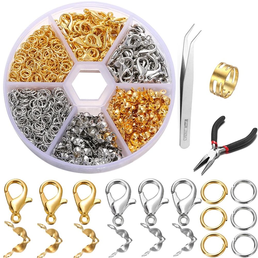 Jewelry Making Kit with Lobster Clasps Jump Rings End Crimps and Beads Box for DIY Bracelets and Necklaces