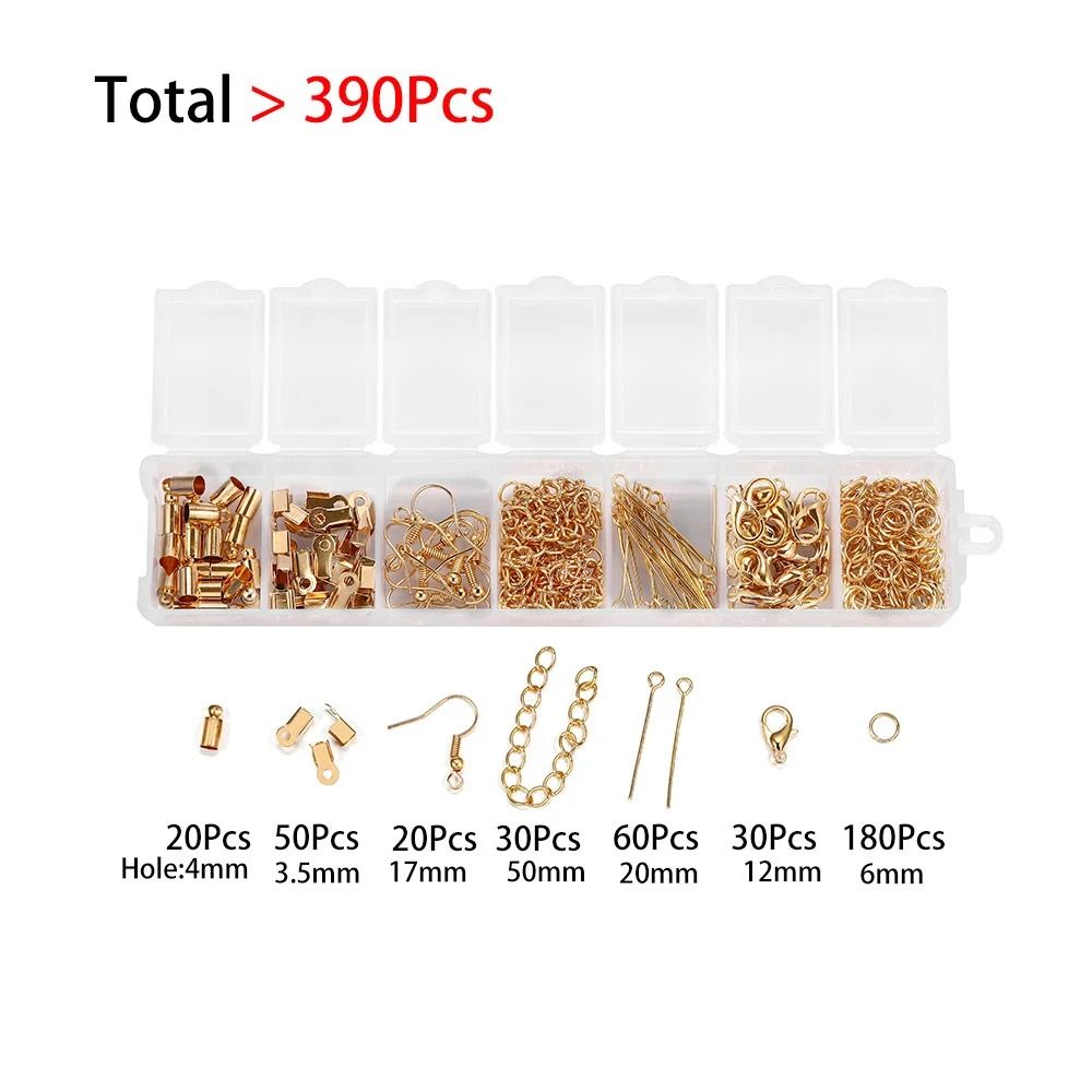 Jewelry Making Kit with Lobster Clasps Jump Rings End Crimps and Beads Box for DIY Bracelets and Necklaces