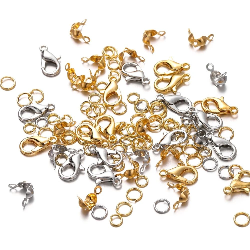 Jewelry Making Kit with Lobster Clasps Jump Rings End Crimps and Beads Box for DIY Bracelets and Necklaces