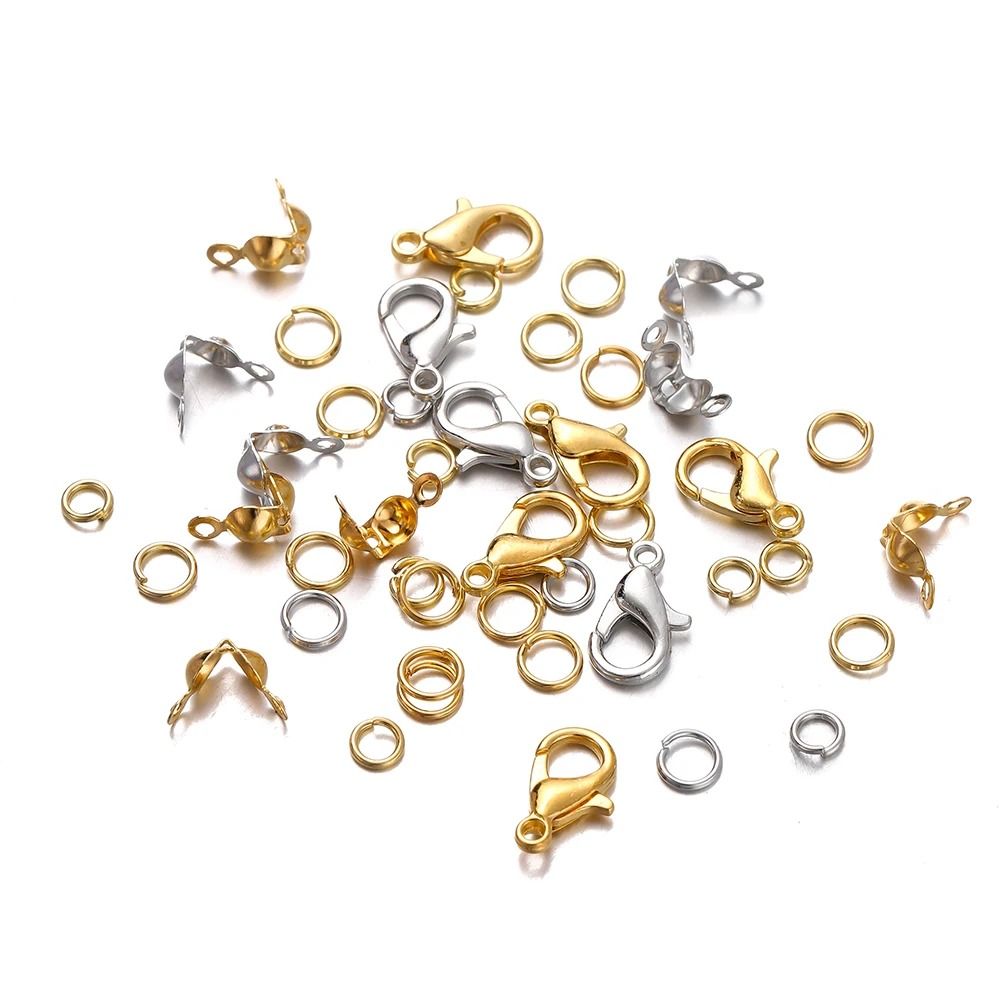 Jewelry Making Kit with Lobster Clasps Jump Rings End Crimps and Beads Box for DIY Bracelets and Necklaces