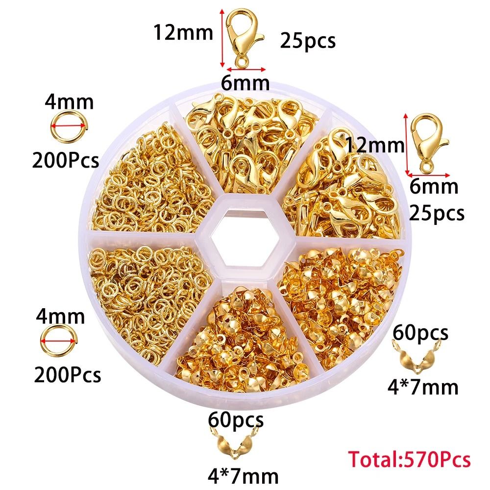 Jewelry Making Kit with Lobster Clasps Jump Rings End Crimps and Beads Box for DIY Bracelets and Necklaces