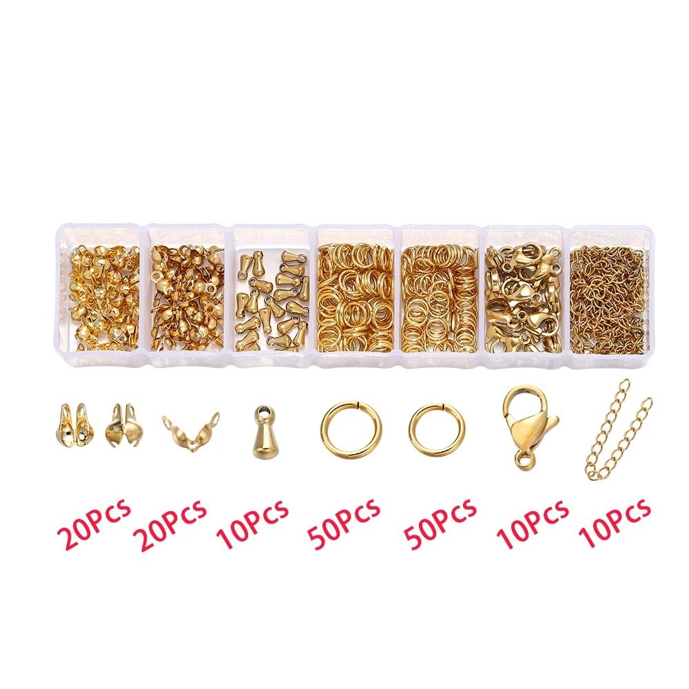 Jewelry Making Kit with Lobster Clasps Jump Rings End Crimps and Beads Box for DIY Bracelets and Necklaces