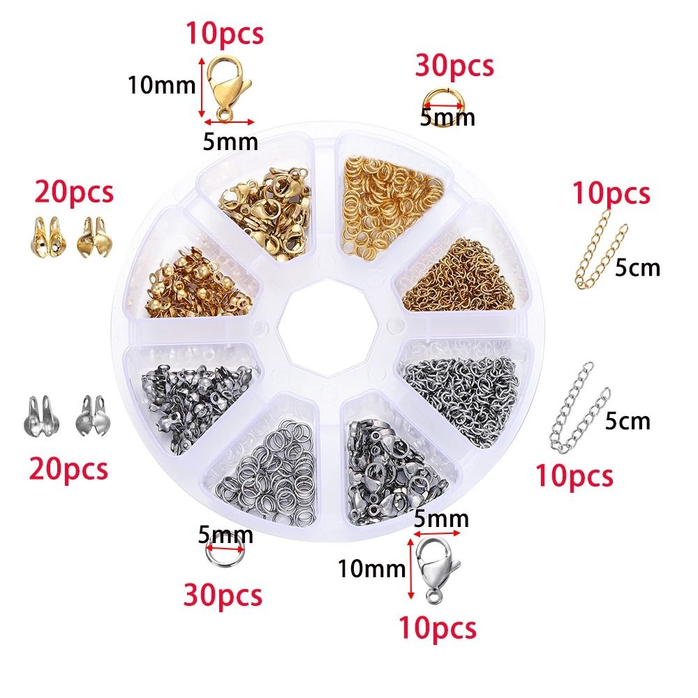 Jewelry Making Kit with Lobster Clasps Jump Rings End Crimps and Beads Box for DIY Bracelets and Necklaces