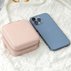 Single Layer Travel Jewelry Box Ladies Leather Jewelry Storage Box In Classic Black White And Fashion Pink