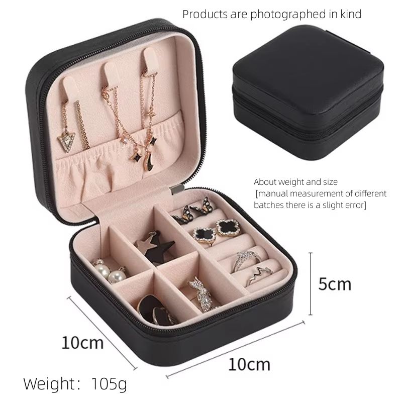 Single Layer Travel Jewelry Box Ladies Leather Jewelry Storage Box In Classic Black White And Fashion Pink