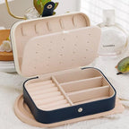 Portable Jewelry Storage Box Travel Organizer Leather Jewelry Case For Earrings Necklace And Ring Display