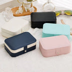 Portable Jewelry Storage Box Travel Organizer Leather Jewelry Case For Earrings Necklace And Ring Display