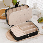Portable Jewelry Storage Box Travel Organizer Leather Jewelry Case For Earrings Necklace And Ring Display