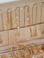 Elegant Pearl Jewelry Set With Multi Layered Necklace Pearl Earrings Ear Studs And Rings 4 In 1 Set For Women Daily Wear
