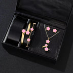 Lucky Five Petal Flower Jewelry Set For Women 5 Pieces