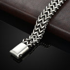 Stainless Steel Braided, Double Row Fish Scale Bracelet, Magnetic Buckle, Keel Jewellery