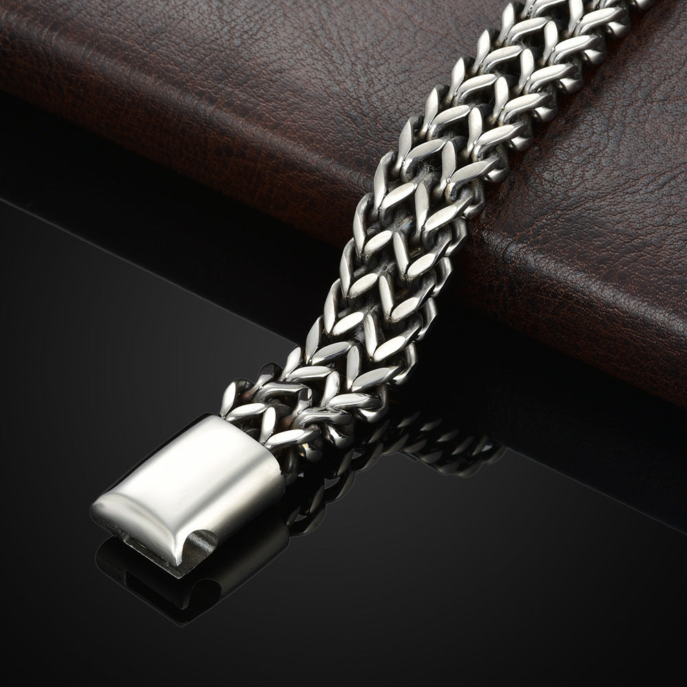 Stainless Steel Braided, Double Row Fish Scale Bracelet, Magnetic Buckle, Keel Jewellery