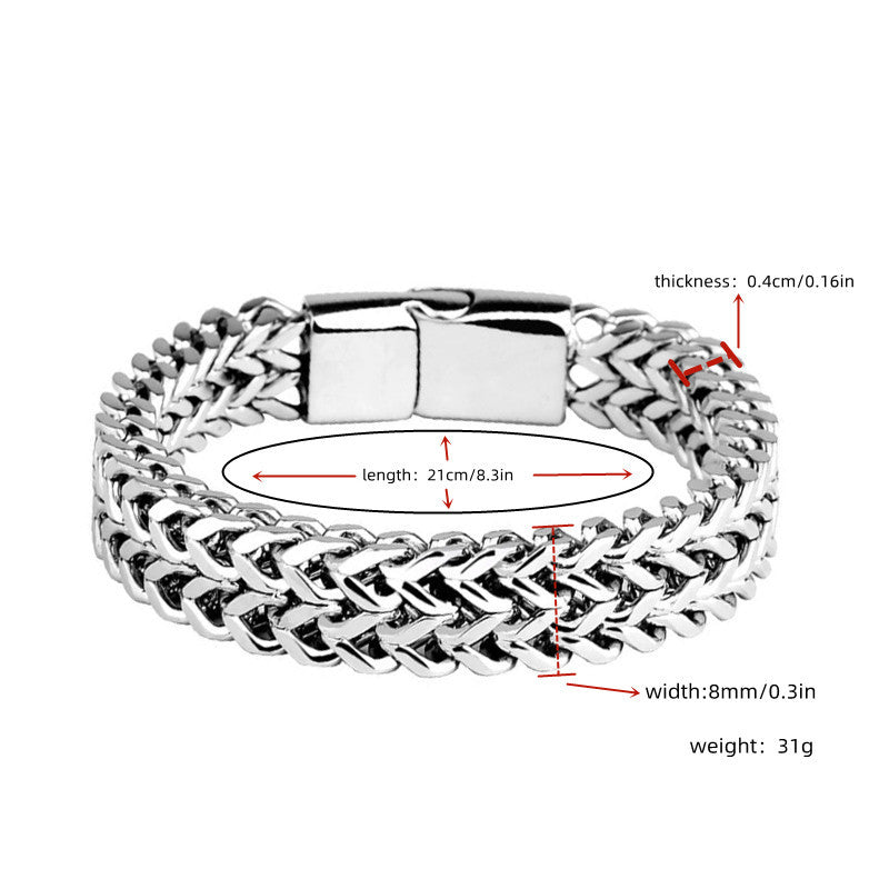 Stainless Steel Braided, Double Row Fish Scale Bracelet, Magnetic Buckle, Keel Jewellery