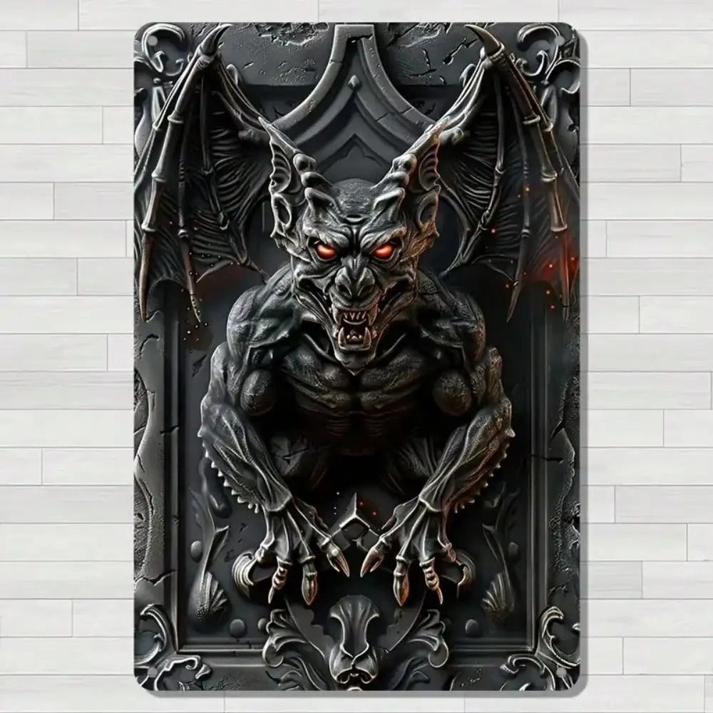 Gargoyle Vintage Aluminum Wall Sign Weatherproof Home and Halloween Decor