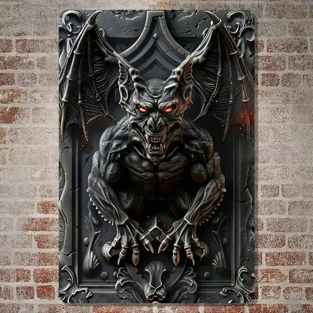 Gargoyle Vintage Aluminum Wall Sign Weatherproof Home and Halloween Decor