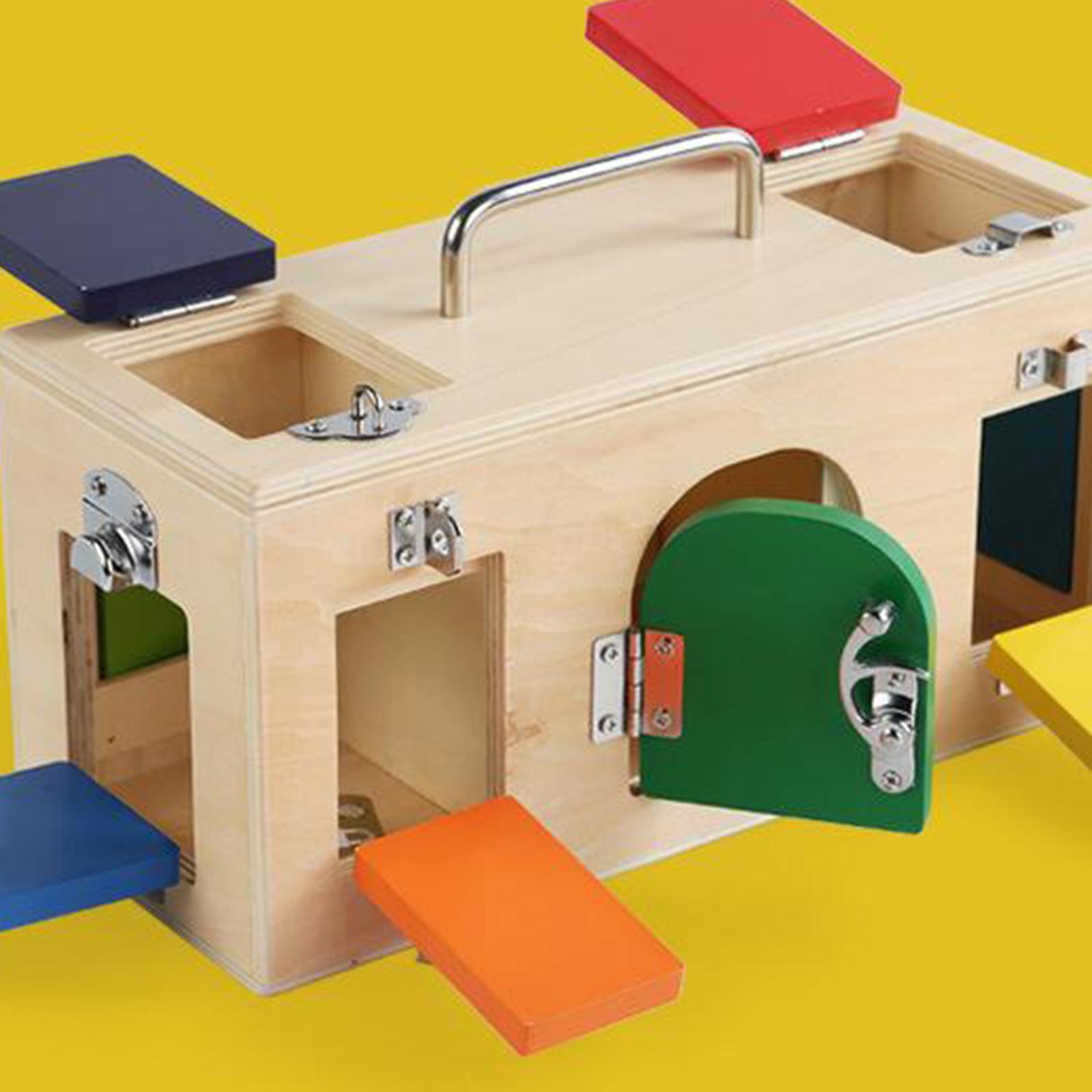 Montessori Wooden Busy Box, Educational Lock Latch Box, Early Learning Kids Toys, Perfect Christmas Gift for Toddlers