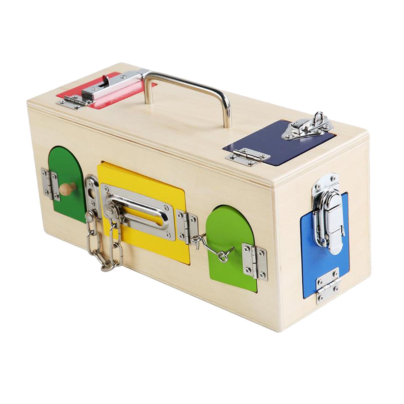 Montessori Wooden Busy Box, Educational Lock Latch Box, Early Learning Kids Toys, Perfect Christmas Gift for Toddlers