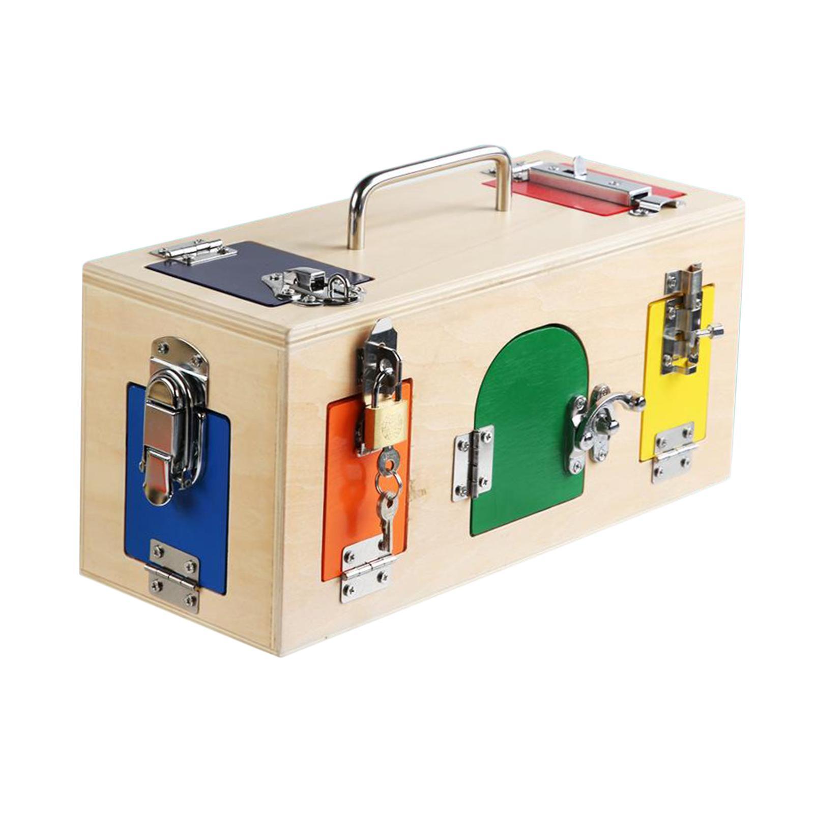 Montessori Wooden Busy Box, Educational Lock Latch Box, Early Learning Kids Toys, Perfect Christmas Gift for Toddlers