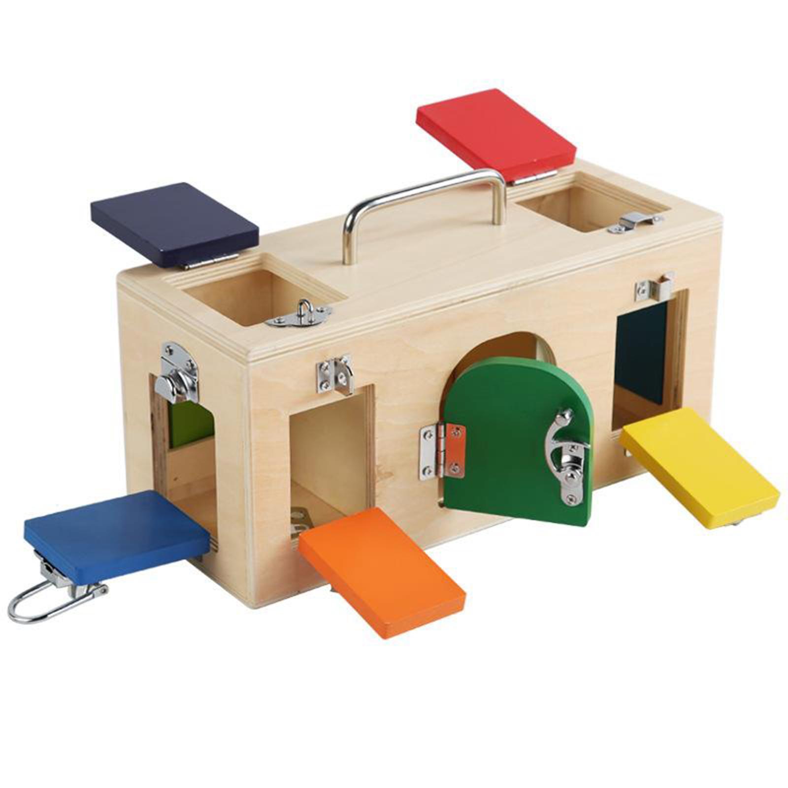 Montessori Wooden Busy Box, Educational Lock Latch Box, Early Learning Kids Toys, Perfect Christmas Gift for Toddlers