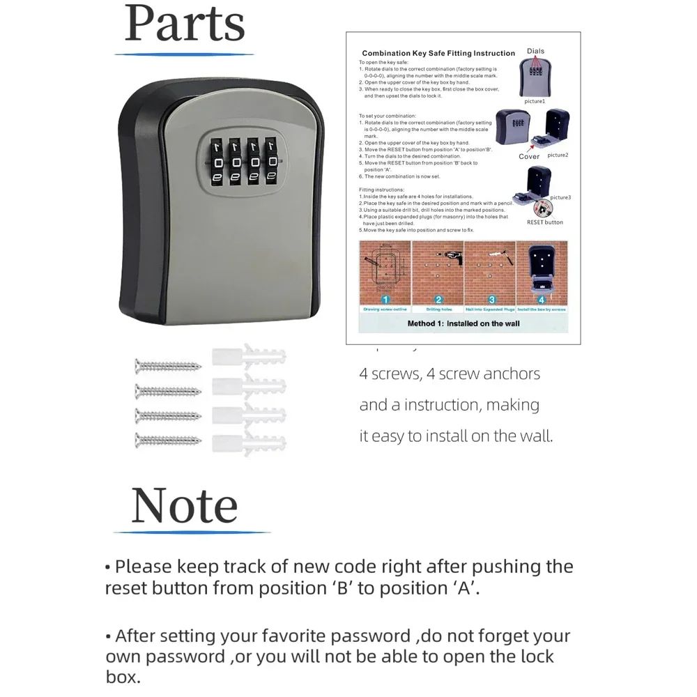 Smart Wall-Mounted Code Key Safe - Outdoor Resettable Password Lock Box for Spare Keys