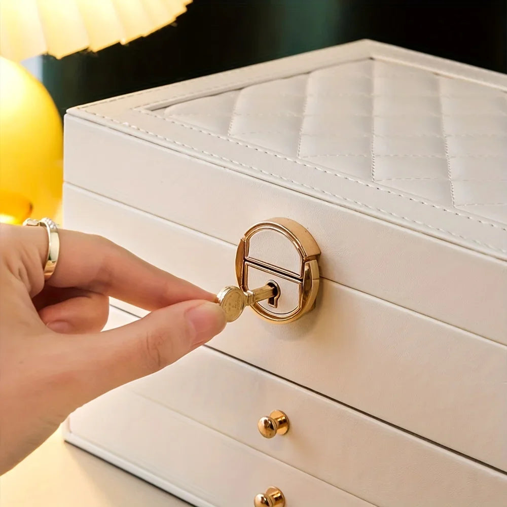 Large Capacity Multi-Layer Jewelry Storage Box, High-End Exquisite Necklace Earrings, Gold Jewelry Box