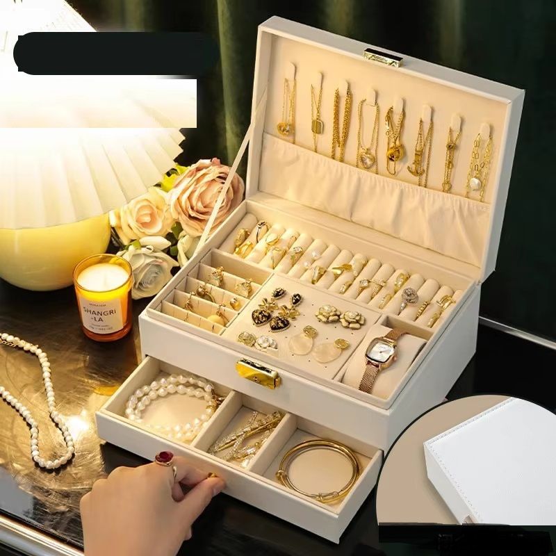 Large Capacity Multi-Layer Jewelry Storage Box, High-End Exquisite Necklace Earrings, Gold Jewelry Box