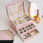 Large Capacity Multi-Layer Jewelry Storage Box, High-End Exquisite Necklace Earrings, Gold Jewelry Box