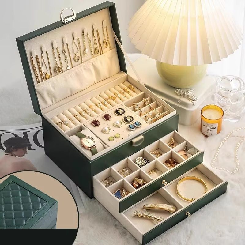 Large Capacity Multi-Layer Jewelry Storage Box, High-End Exquisite Necklace Earrings, Gold Jewelry Box