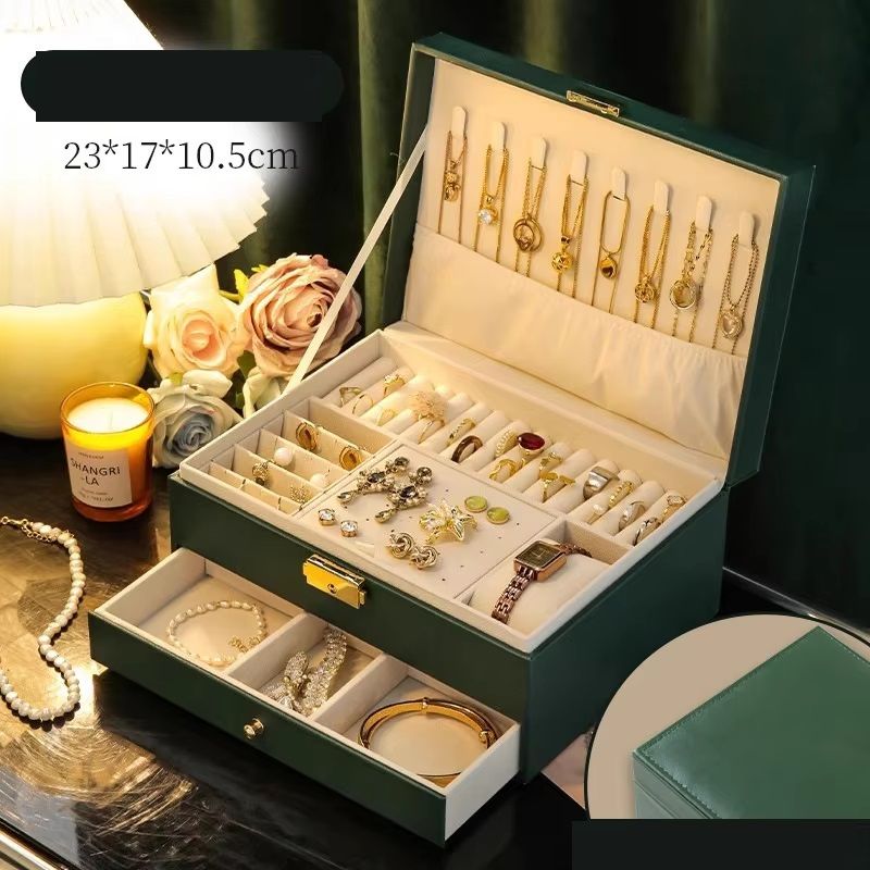 Large Capacity Multi-Layer Jewelry Storage Box, High-End Exquisite Necklace Earrings, Gold Jewelry Box