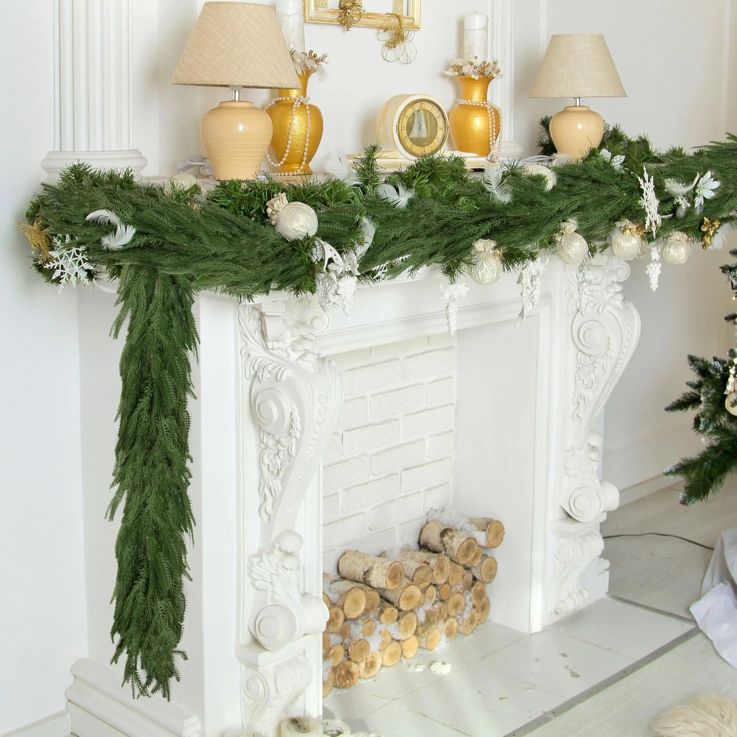 Premium Faux Cedar Christmas Garland for Mantels, Staircases & Holiday Displays