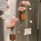 Solid Wood Magnetic Vase for Refrigerator Decor