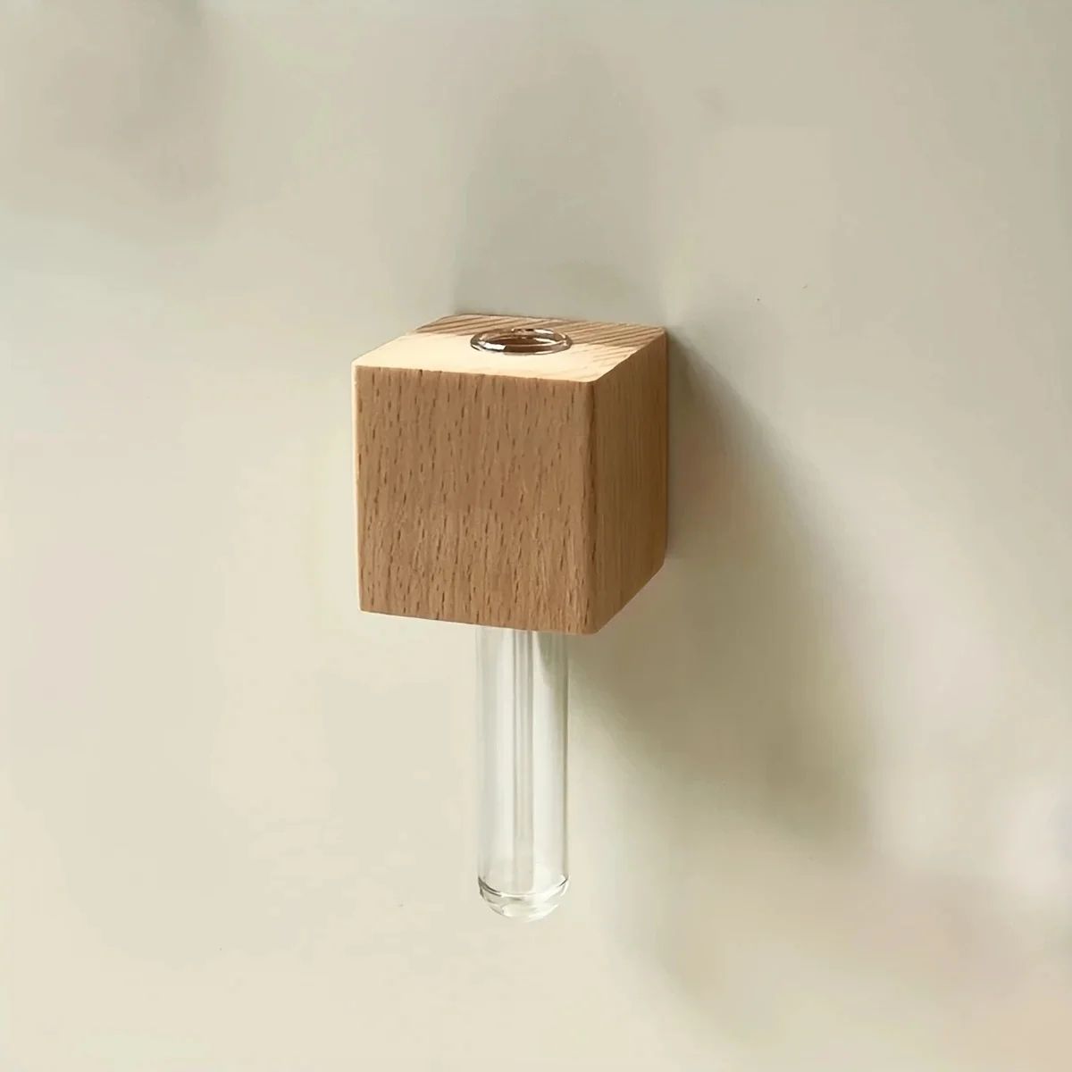 Solid Wood Magnetic Vase for Refrigerator Decor