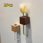 Solid Wood Magnetic Vase for Refrigerator Decor