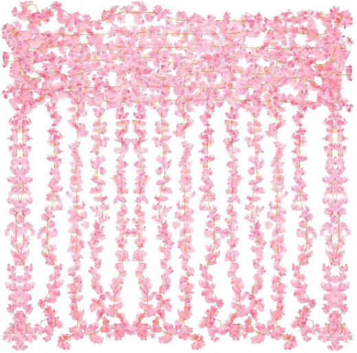 Artificial Pink Sakura Flower Garland Cherry Blossom Vine for Wedding Home Decor