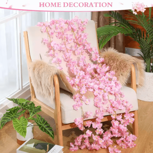 Artificial Pink Sakura Flower Garland Cherry Blossom Vine for Wedding Home Decor