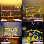 LED Note Board With Night Light, Colorful DIY Acrylic Message Board Childrens Drawing Board, Kids Birthday Gift