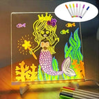 LED Note Board With Night Light, Colorful DIY Acrylic Message Board Childrens Drawing Board, Kids Birthday Gift