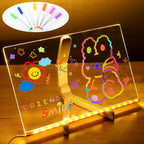 LED Note Board With Night Light, Colorful DIY Acrylic Message Board Childrens Drawing Board, Kids Birthday Gift