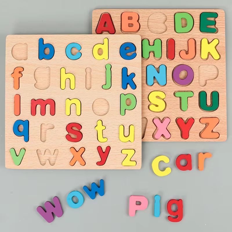 Montessori Wooden Alphabet & Numbers Puzzle Board for Toddlers