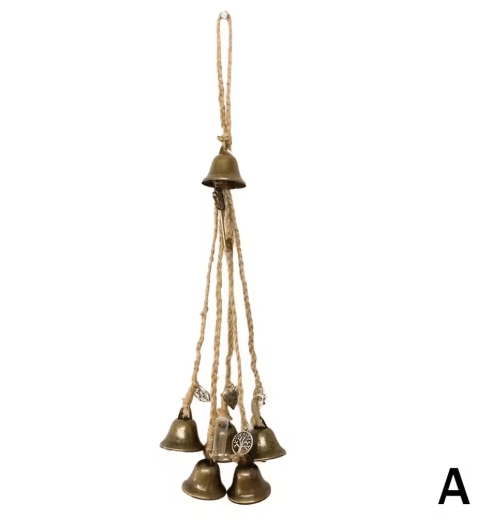 6 Bells Witch Wind Chimes Handmade Hanging Witch Bells Door Wreath for Protection and Decor