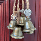 6 Bells Witch Wind Chimes Handmade Hanging Witch Bells Door Wreath for Protection and Decor