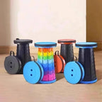 Rainbow Portable Telescopic Folding Stool Adjustable Height Camping Seat