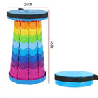 Rainbow Portable Telescopic Folding Stool Adjustable Height Camping Seat