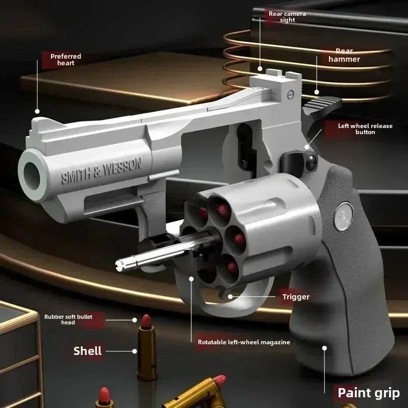 Continuous Fire Soft Dart Revolver Toy Gun for Kids & Adults